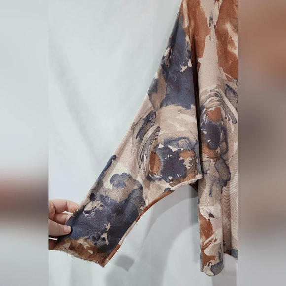 Blue Brown Womens Artsy Top XL/XXL Dolman Sleeve Made In Italy Bohemian Eclectic - Picture 3 of 7
